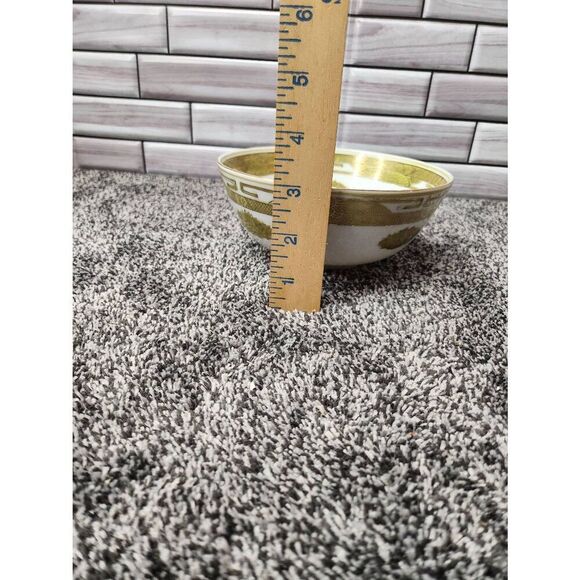 1960s Large Japanese Porcelain Green Gilt Floral Bowl - Picture 6 of 6